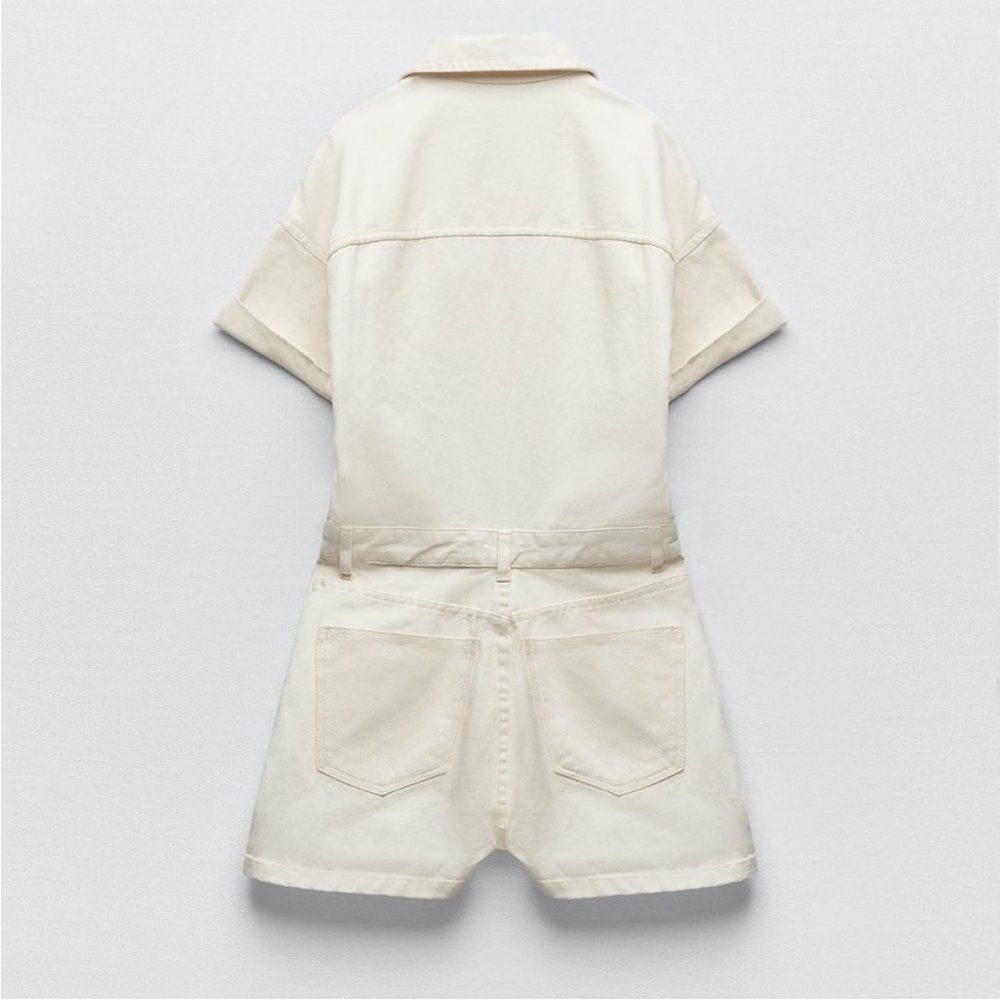 ZARA DENIM TRF SHIMMERY PLAYSUIT Cream size small - Picture 6 of 8